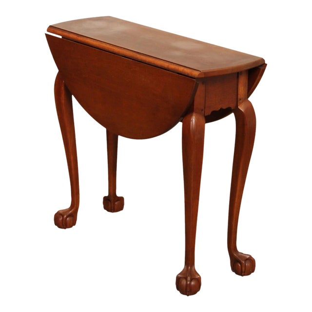 Chippendale Style Ball And Claw Drop Leaf Crescent Table For Sale
