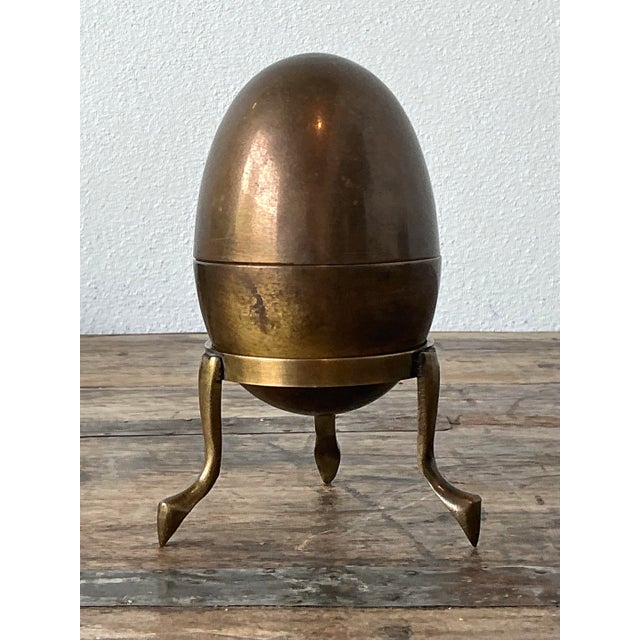 Vintage Brass Egg on Stand For Sale - Image 12 of 12