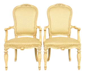 Karges French Regency Louis XVI Cream Lacquered Armchairs, Pair