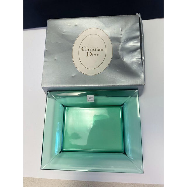 Glass Christian Dior Green Rectangular Glass Vide Poche or Ashtray For Sale - Image 7 of 7
