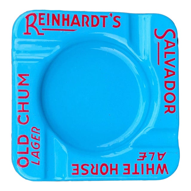 Vintage Reinhardt’s, Old Chum Lager, White House Ale, Salvador Enamel Ashtray. For Sale