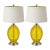 Vintage Citron Ribbed Glass Table Lamps With Chrome Bases & Green-Lined Shades - a Pair For Sale