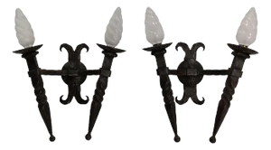 Sconces Wall Lights in Wrought Iron, 1960, Set of 2