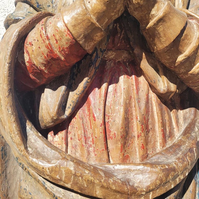 Italian Artist, Virgin in Prayer, 1800s, Polychrome and Wood For Sale - Image 4 of 18