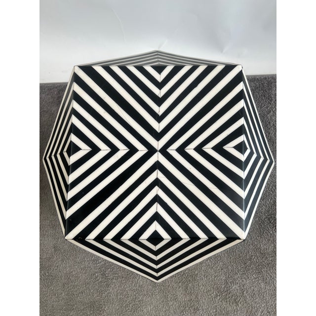 Art Deco Style Sculptural Resin Black and White Side or End Table, a Pair For Sale - Image 13 of 15