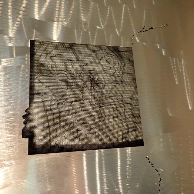 Metal Mark Hilley Stainless Steel 48x20 Face Profile Wall Sculpture Santa Barbara 2000 For Sale - Image 7 of 13