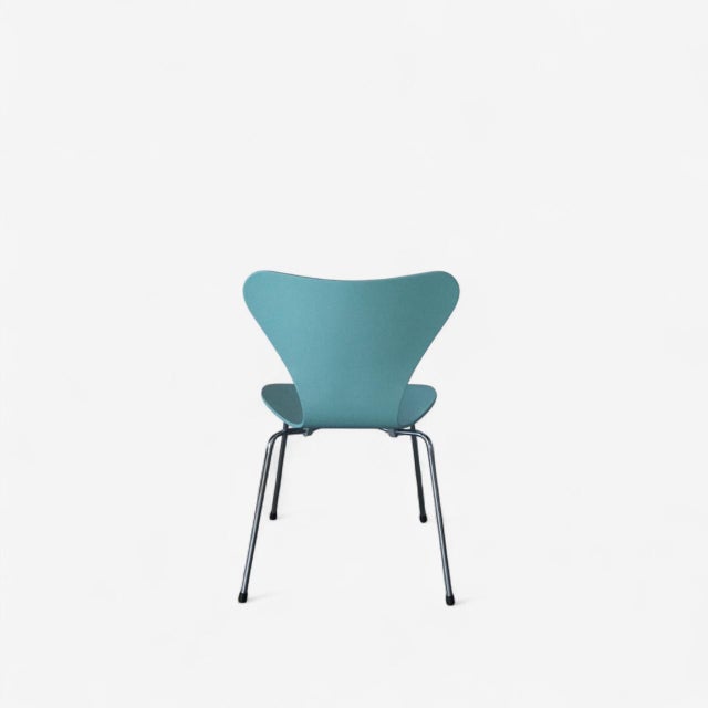 Model & Variant: Series 7 Chair, Model Number 3107 – Tiffany Blue Edition (Custom Refinish). Material: Molded wood veneer...