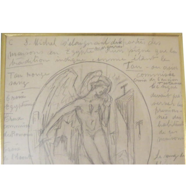 Religious 1930s Ozias Leduc Pencil Drawing Study of "Exode Xii" With Artist Notations For Sale - Image 3 of 11