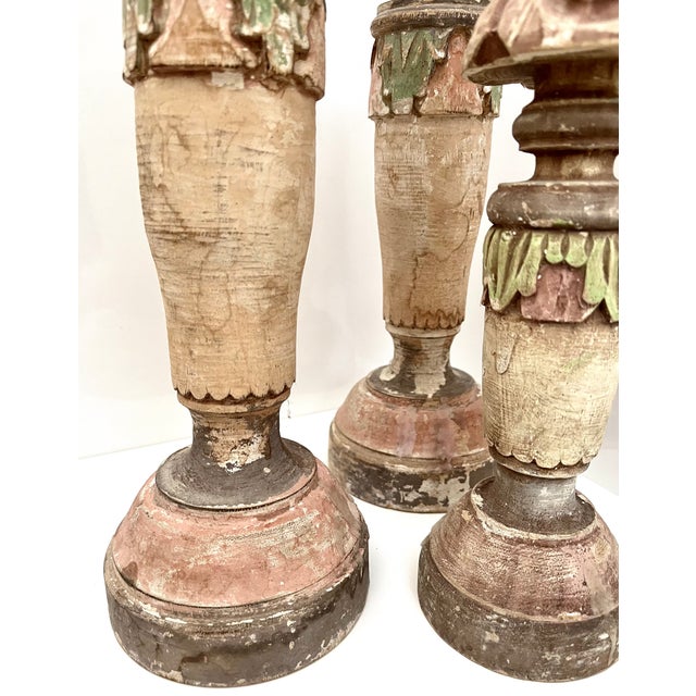 Romantic Trio - Distressed Painted Wooden Candleholders For Sale - Image 10 of 10