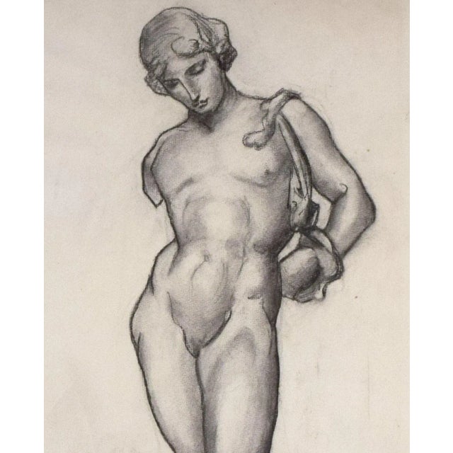 1930s Vintage Neoclassical Drawing of a Male Nude Greco Roman Statue by William B Pattengill 1933 For Sale - Image 5 of 8