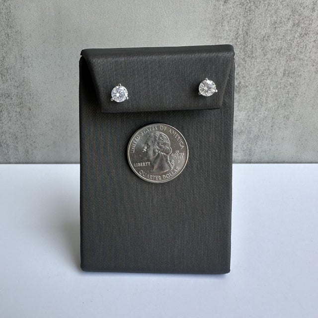 Natural Round Diamond Studs in 14kt White Gold - 1.54ctw, Appraised, New, A Pair For Sale - Image 4 of 6