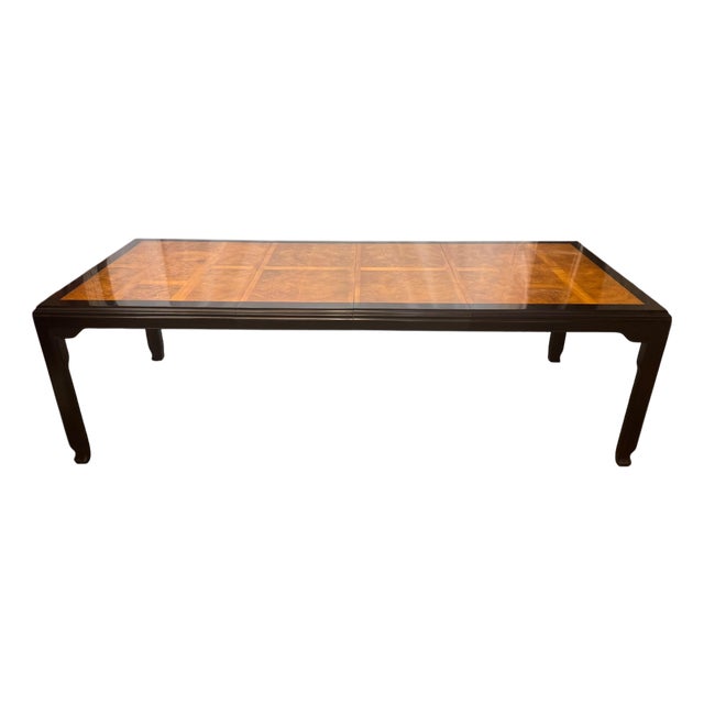 Vintage Century Raymond Sobota Chin Hua Collection Chinoiserie Style Burl & Black Lacquer Dining Table For Sale