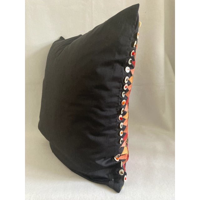 Contemporary Hand-Embellished Folk Art Pillow Cover For Sale - Image 4 of 5