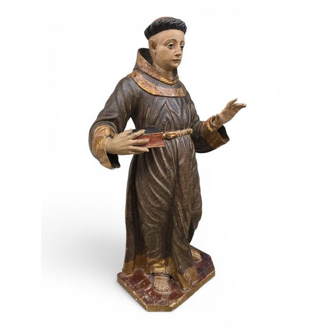 Spanish Artist, Sculpture of Saint Anthony of Padua, 1670, Wood For Sale - Image 9 of 16