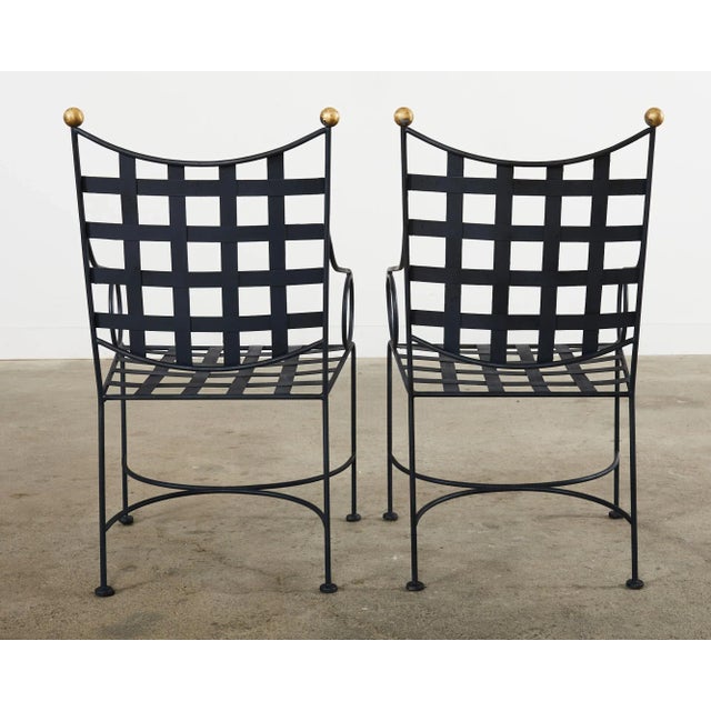 Set of Four Mario Papperzini Style Iron Bronze Garden Dining Chairs For Sale - Image 12 of 12