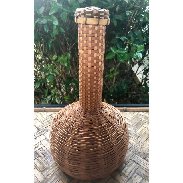 Oblong Natural Woven Wicker Rattan Basket Vase With Lid Chairish