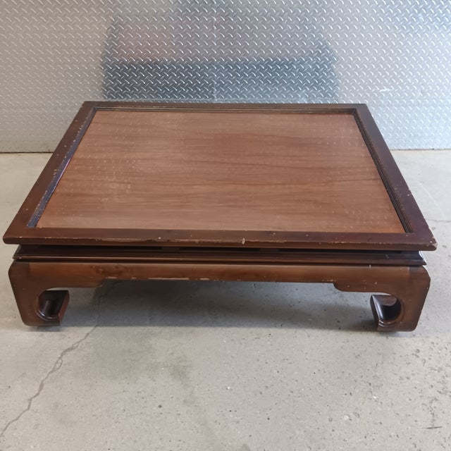 Vintage Low Chinese Ming Dynasty Kang Solid Wood Coffee Table With Clear Lacquer Recessed Top For Sale - Image 17 of 17