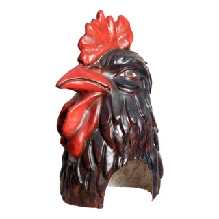 Catalan Folklore Paper Mache Rooster Head, 1980 For Sale