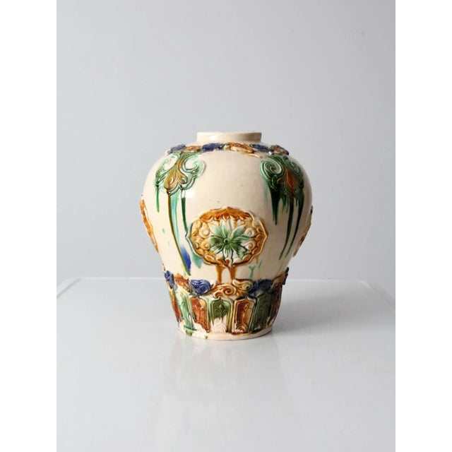 Ceramic Vintage Tang Sancai Style Art Pottery Vase For Sale - Image 7 of 13