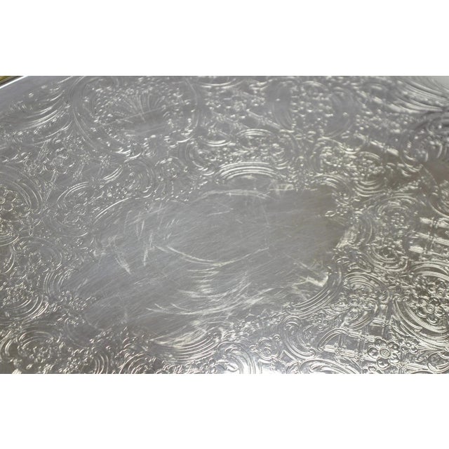 Vintage Reed & Barton 1820 Victorian Silver Plated Oval Serving Platter Bar Tray For Sale - Image 11 of 16