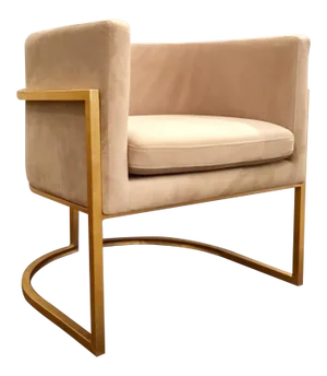 Worlds Away Modern Cream and Gold Barrel Back Jenna Lounge Chair