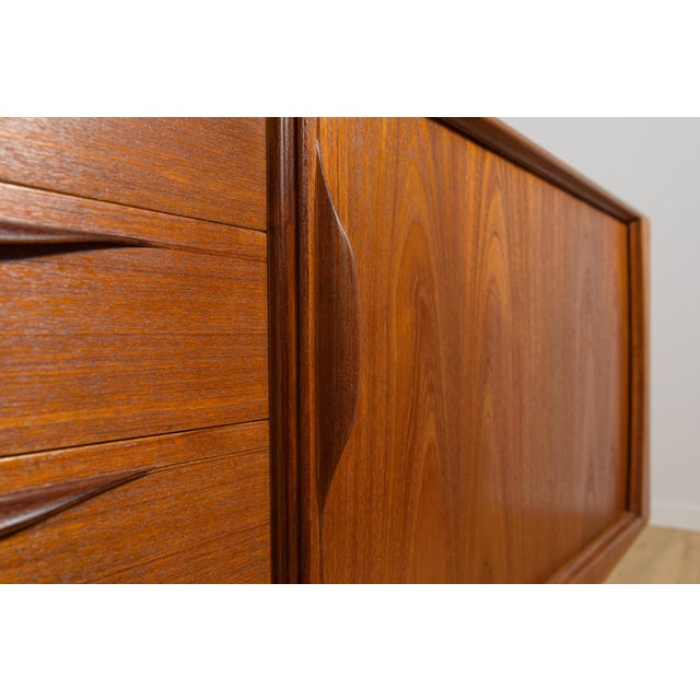 Large Mid-Century Teak Tambour Door Sideboard, Denmark, 1960s For Sale - Image 12 of 18