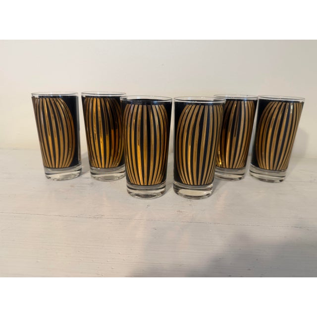 Mid-Century Modern 1950s HTF William Meier Glass Company Starburst Highball Glasses - Set of Six For Sale - Image 3 of 6