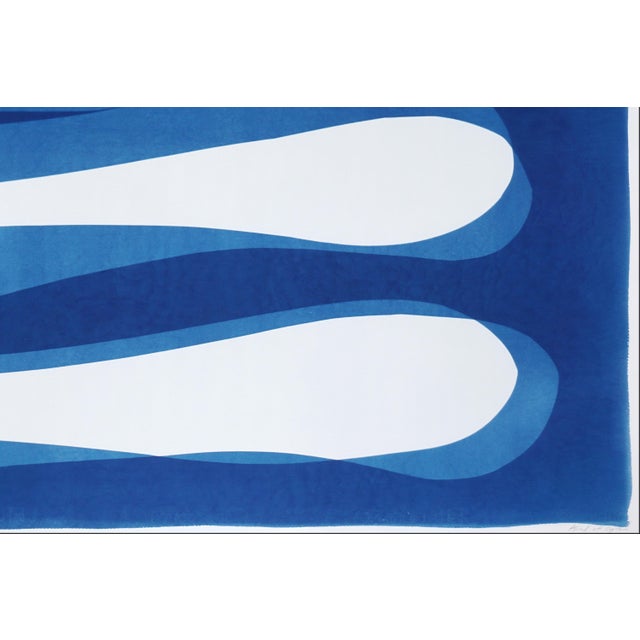 Blue 2025, Minimalist Diptych in Blue Tones, Abstract Eternity Shapes, Handmade Monotype Cyanotype on Watercolor Paper by Kind of Cyan For Sale - Image 8 of 9