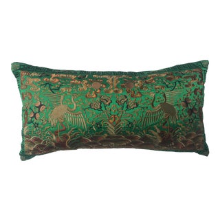 Hollywood Regency Emerald Chinoiserie Boudoir Pillow For Sale