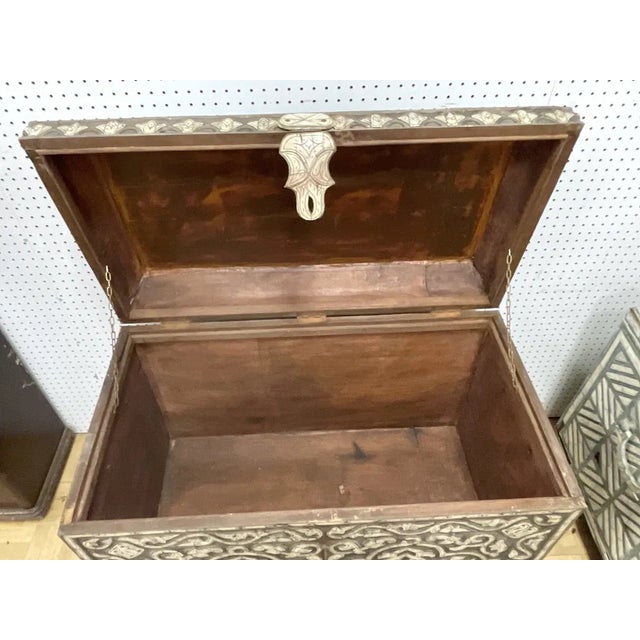 Antique Large Middle Eastern Wood Inlaid Chest For Sale - Image 4 of 7