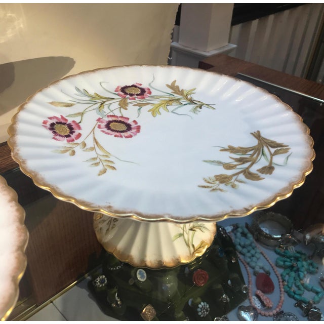 19th Century English Hand Painted Compotes - a Pair For Sale - Image 9 of 14