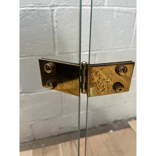 Jacques Adnet 3 Panel Tempered Glass Fire Screen & Brass Hardware France 1970 For Sale - Image 11 of 11