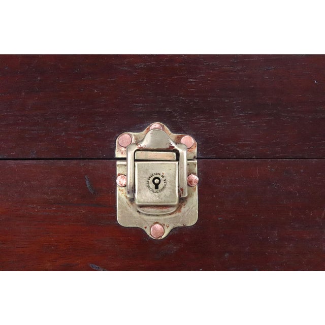 Antique Mahogany Tool Chest With Key & Self Locking Front For Sale - Image 12 of 15