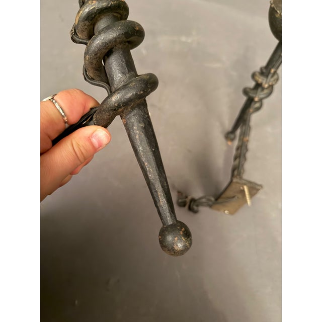 1890s French Wrought Iron Wall Sconces - Pair For Sale - Image 11 of 13