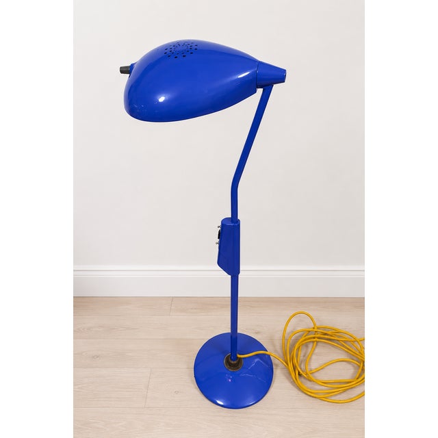 Mid-Century Modern Vintage Industrial Blue Floor Lamp – Large Metal Task Lamp, Mid-Century Modern For Sale - Image 3 of 7