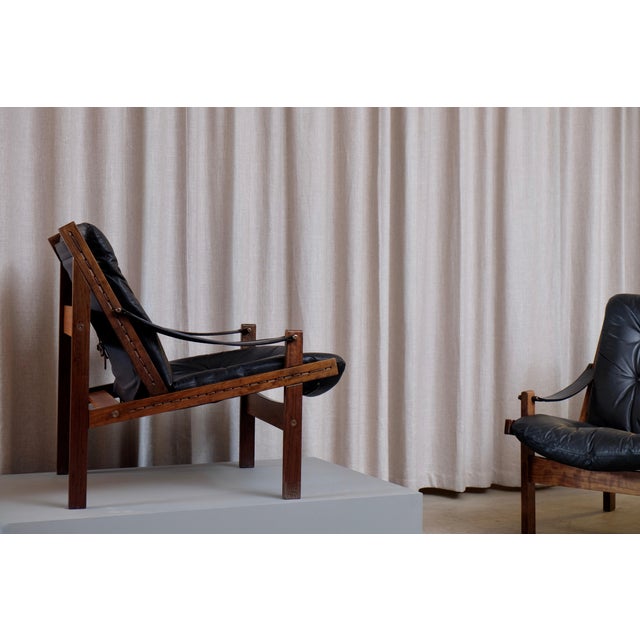 Animal Skin Set of Hunter Easy Chairs by Torbjørn Afdal for Bruksbo, 1960s For Sale - Image 7 of 11