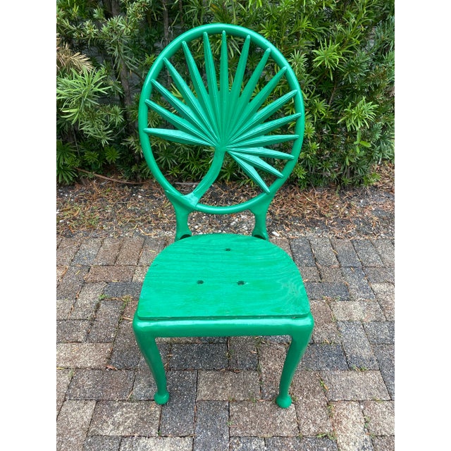 Vintage Coastal Tropitone Cast Aluminum Palm Leaf Dining Chair For Sale - Image 11 of 12