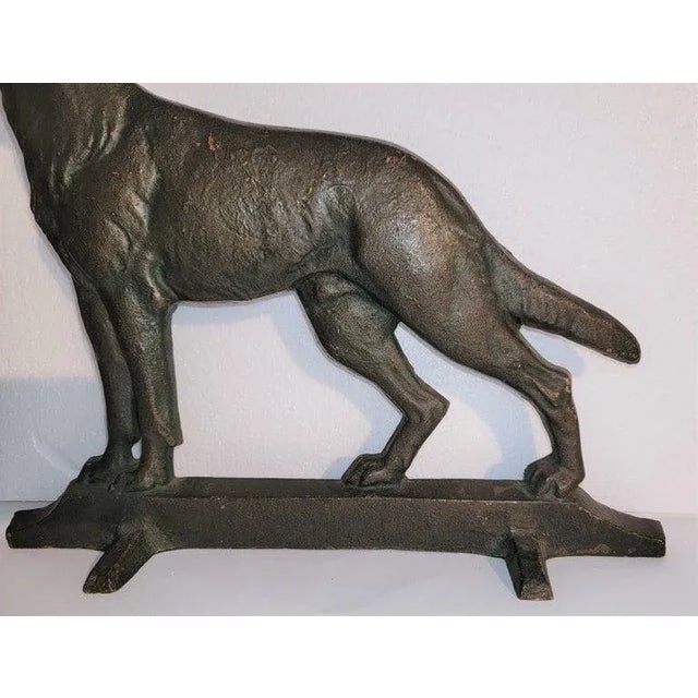 Rustic 19th C Bronze German Sheppard Doorstop For Sale - Image 3 of 6