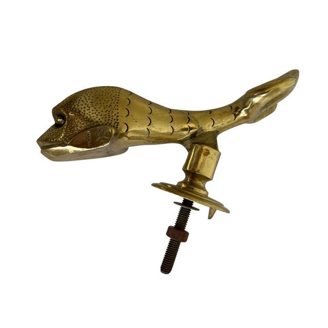 Antique Brass Dolphin Door Knocker with Maltese Cross For Sale - Image 6 of 6