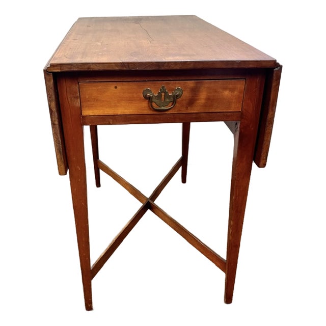 Antique American Cherry Dropleaf Pembroke Table With Cross Stretcher Base For Sale