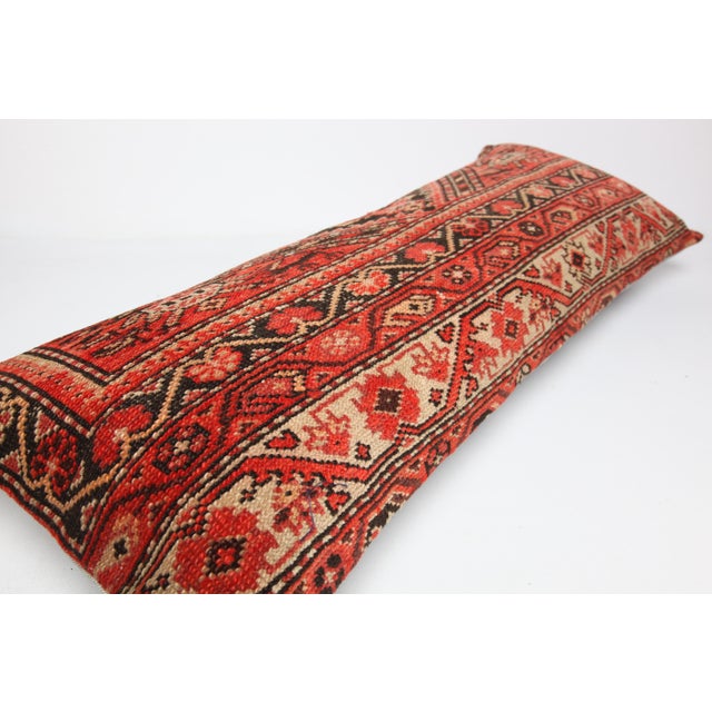 Art Deco Handwoven Made From Antique Persian Ferehan Rug Lumbar Pillow Cover -16'' X 41'' For Sale - Image 3 of 10
