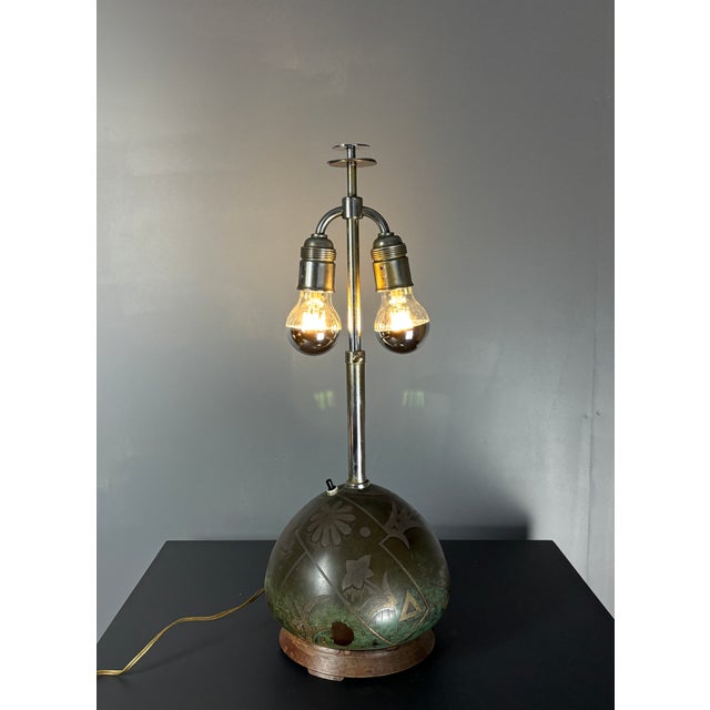 1920s Art Deco Congo Series Table Lamp by Paul Haustein for WMF Ikora, 1920s For Sale - Image 5 of 15
