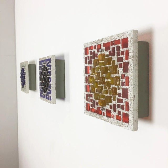 Mid-Century Modern Concrete & Glass Wall Lights, 1970s, Set of 3 For Sale - Image 3 of 18