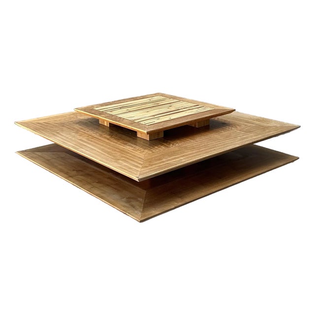 Vintage Stacked Rattan Coffee Table For Sale