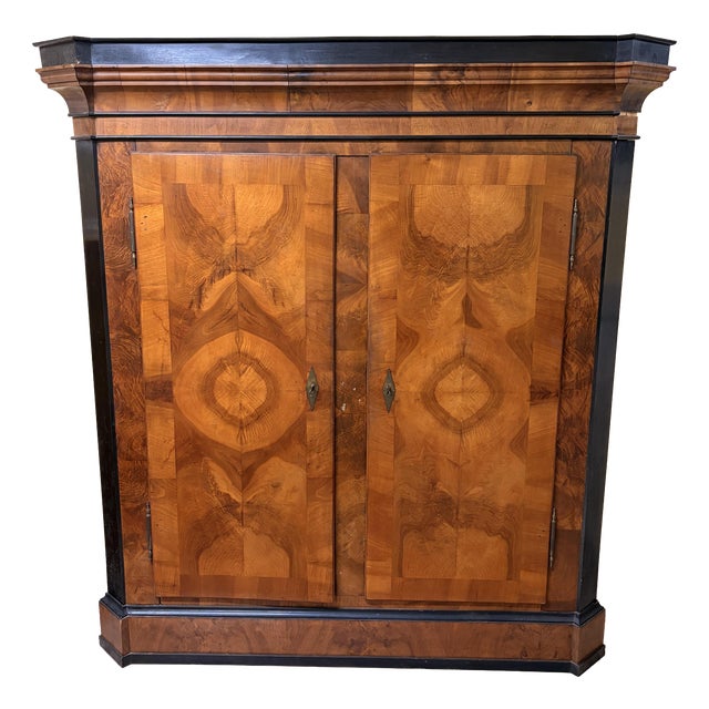 Veneered Cabinet with Picture Inlaid For Sale
