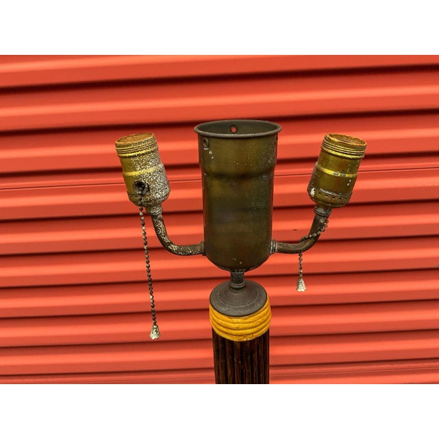 Mid-Century Organic Modern Pencil Bamboo Bentwood Floor Lamp With Tray Table Two Available For Sale - Image 4 of 6