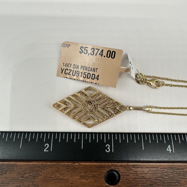 Designer Effy Diamond Geometric Pendant Necklace 14kt Gold 0.62ctw NWT For Sale In New York - Image 6 of 6