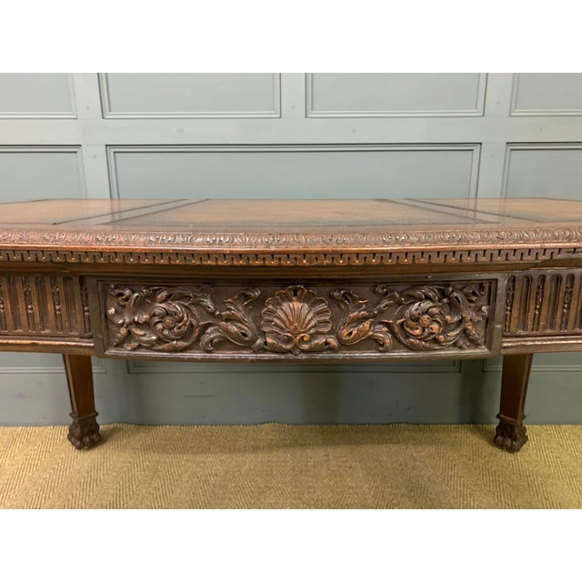 Wood Carved Mahogany Writing Table in the style of Thomas Chippnedale, 1900 For Sale - Image 7 of 18