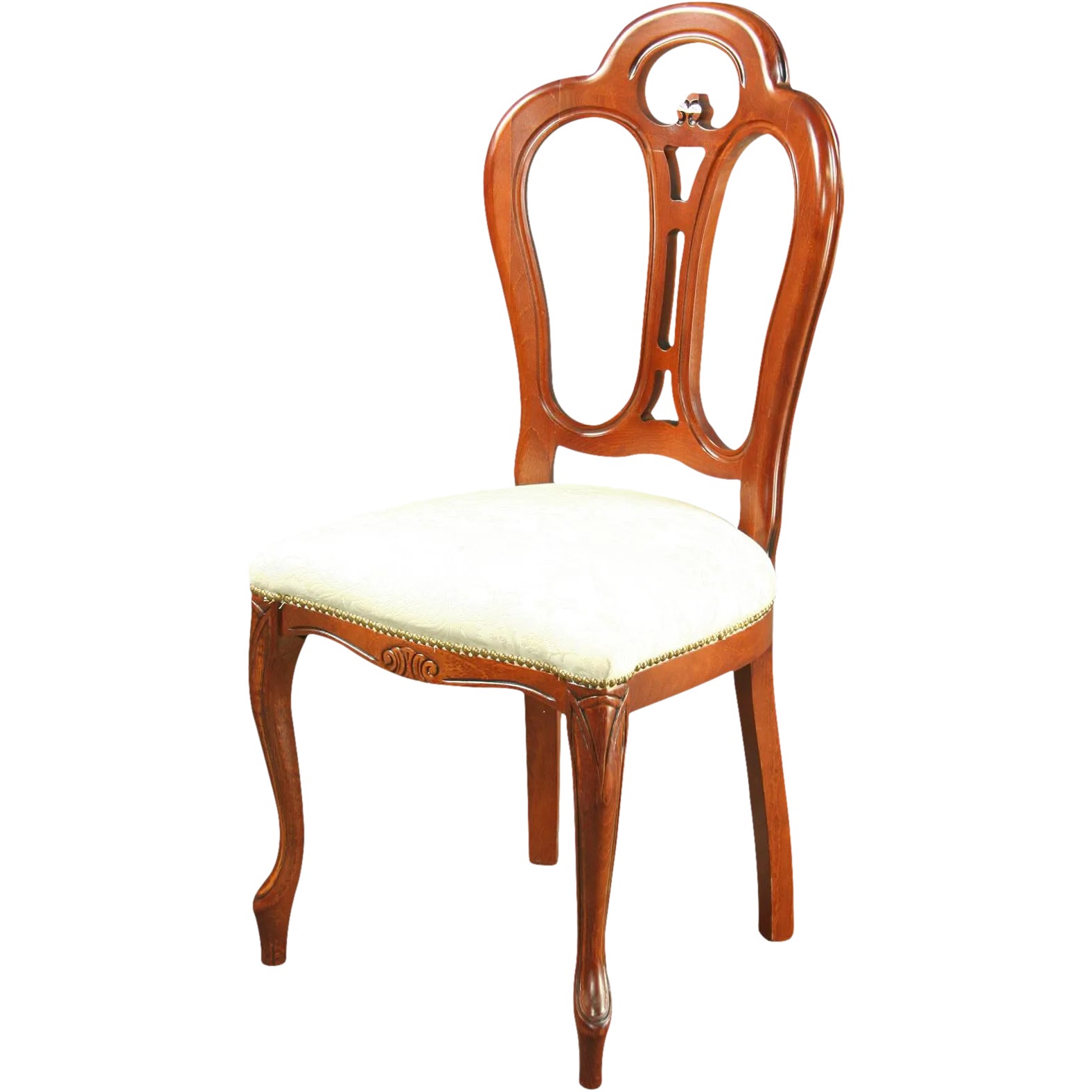 New Rococo Dining Chair Italy Ivory Damask | Chairish