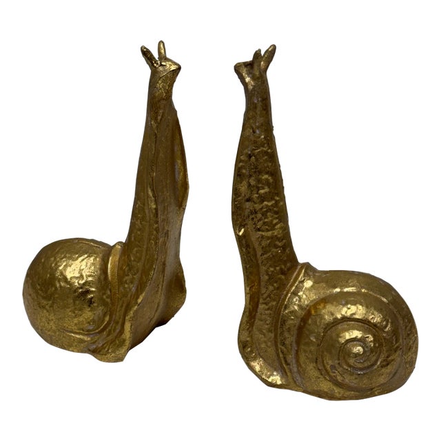 Anthropologie Gold Gilded Snail Bookends, Pair For Sale